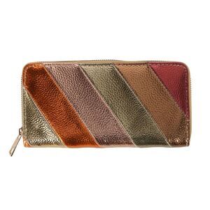 CTM Women's Vegan Leather Rainbow Striped Wallet